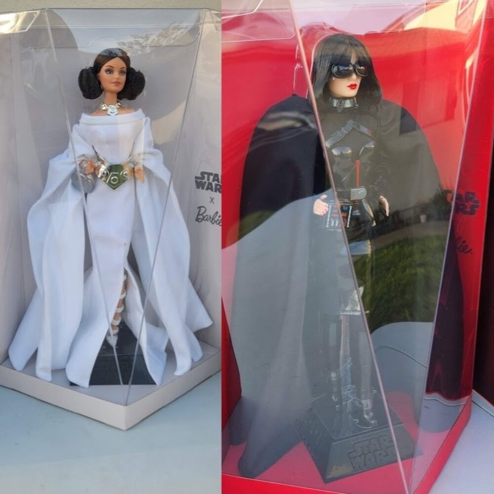 NEW Set of 2 Barbie Doll Bundle Star Wars Princess Leia Darth Vader X Dolls